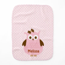 Pretty Pink Girl Owl Bib (Personalized)