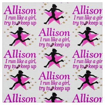 Pretty Pink Girl Runner Personalized Fabric by MySportsStar at Zazzle