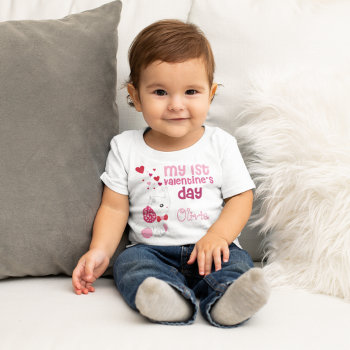 Pretty Pink Girl's First Valentine's Day Custom Baby T-shirt by epicdesigns at Zazzle