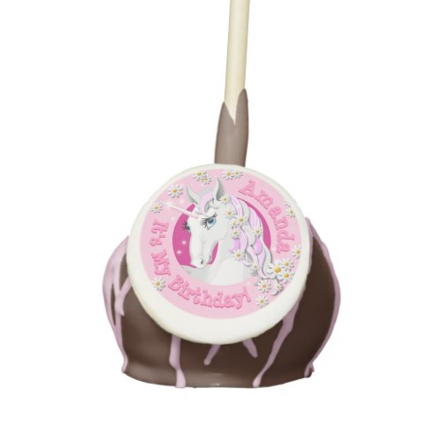 Pretty Pink Girls Personalised Unicorn Party Cake Pops