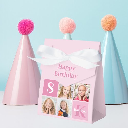 Pretty Pink Girls Photo Custom Birthday Party Favor Boxes