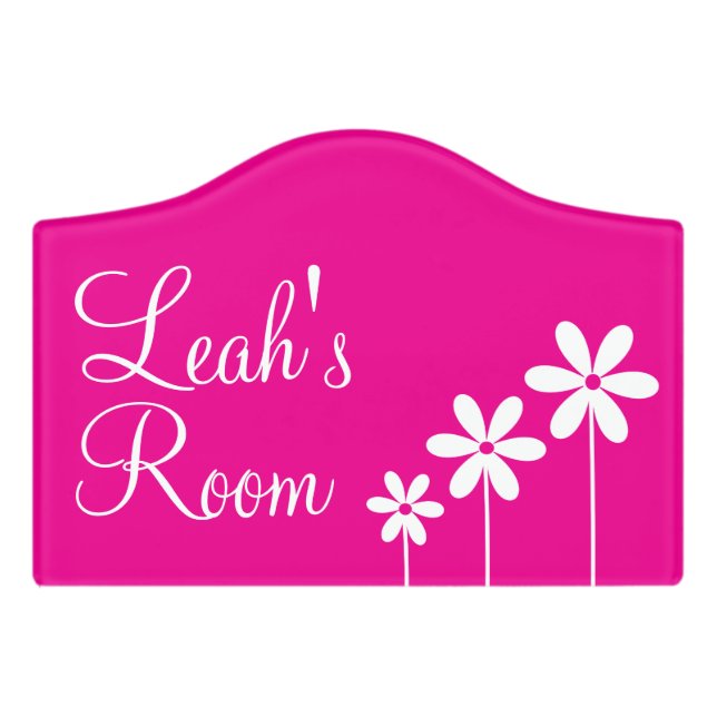 Pretty Pink Girls Room Door Sign (Small Crest Front)