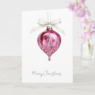 Pretty Pink Glam Christmas Ornament Card