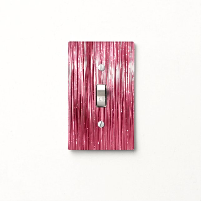 Pretty Pink Glam Tinsel Stripes Light Switch Cover (In Situ)