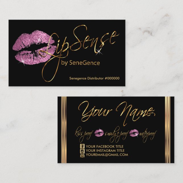 Pretty Pink Glitter and Gold Business Card (Front/Back)