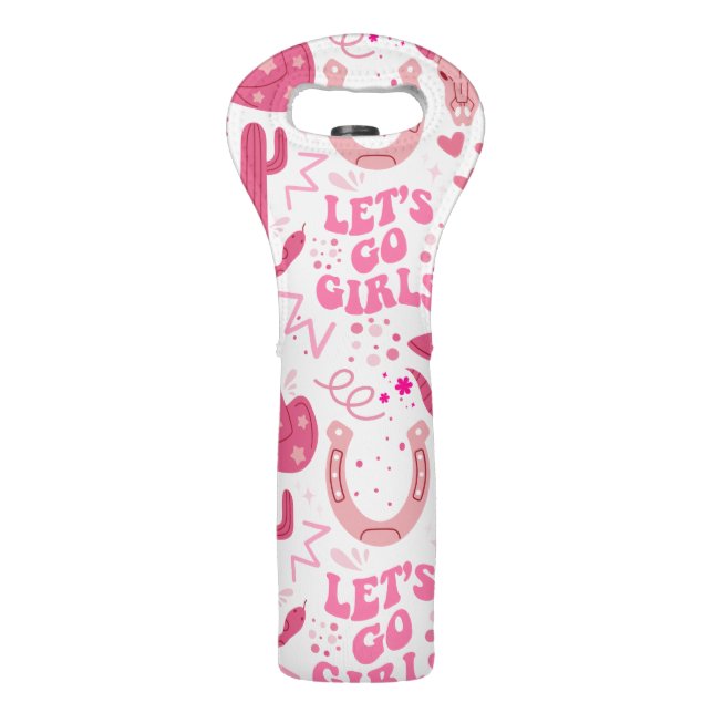 Pretty Pink & Glitter Cowgirl Birthday  Wine Bag (Front)