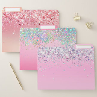 Pretty Pink Glitter File Folder Set