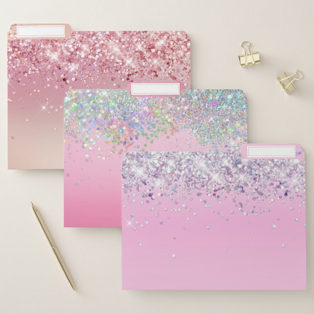 Pretty Pink Glitter File Folder Set (Set)