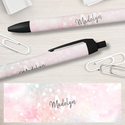 Pretty Pink Glitter Girly Glamorous Black Ink Pen