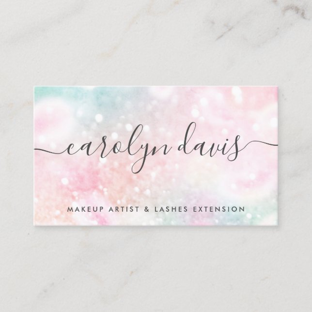Pretty Pink Glitter Girly Glamorous Business Card (Front)