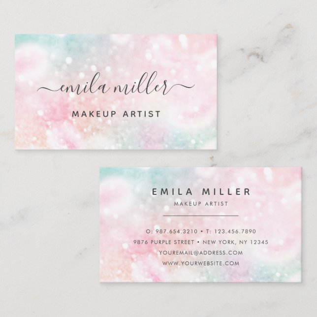 Pretty Pink Glitter Girly Glamorous Business Card (Front/Back)