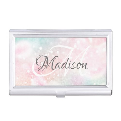 Pretty Pink Glitter Girly Glamorous Business Card Case