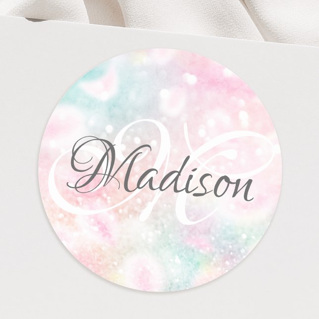Pretty Pink Glitter Girly Glamorous Classic Round Sticker (Creator Uploaded)