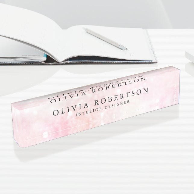 Pretty Pink Glitter Girly Glamorous Desk Name Plate (Creator Uploaded)