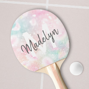 Pretty Pink Glitter Girly Glamorous Ping Pong Paddle