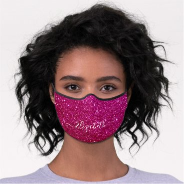 Pretty Pink Glitter Glam Name Personalized Premium Face Mask