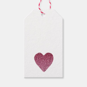 Pretty Pink Glitter Heart Gift Tags