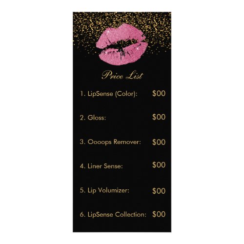 Pretty Pink Glitter Lip Price List Rack Card