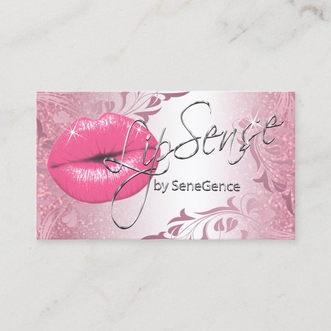 Pretty Pink Glitter Lips Business Card (Front)