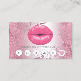 Pretty Pink Glitter Lips Loyalty Cards