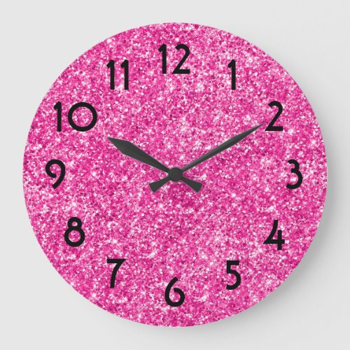 Pretty Pink Glitter Photo Large Clock