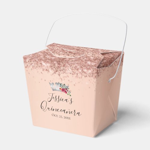 Pretty Pink Glitter Quinceanera Favor Box
