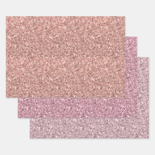 Pretty Pink Glitter Wrapping Paper Sheets