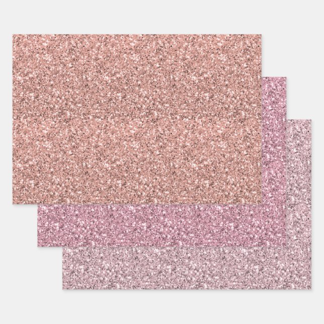 Pretty Pink Glitter Wrapping Paper Sheets (Set)