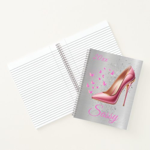 Pretty Pink Glittery High Heel Shoe  Notebook
