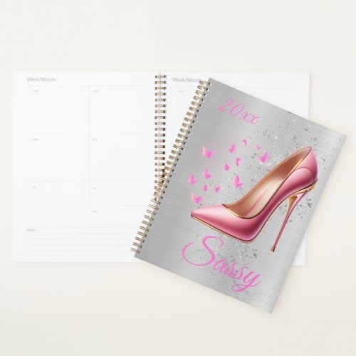 Pretty Pink Glittery High Heel Shoe  Planner