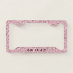 Pretty Pink Glitzy Glitter Sparkle Leopard License Plate Frame