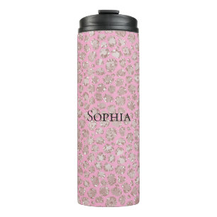 Pretty Pink Glitzy Glitter Sparkle Leopard Thermal Tumbler