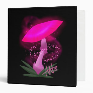Pretty Pink Glowing Mushroom 3 Ring Binder