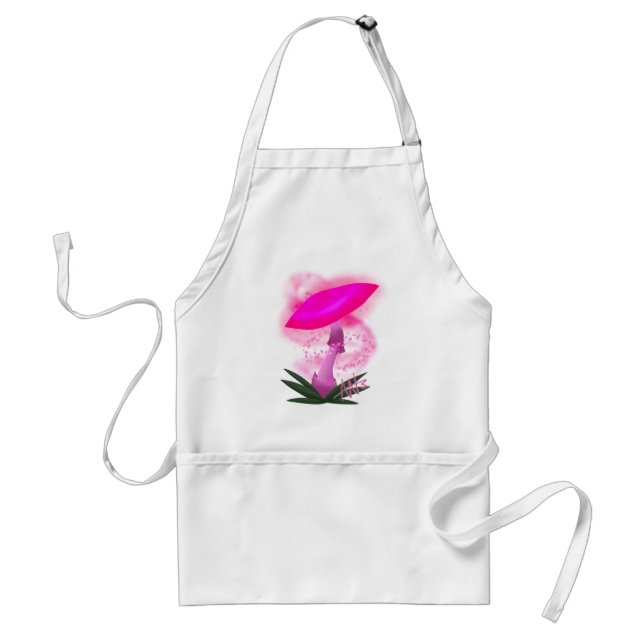 Pretty Pink Glowing Mushroom Adult Apron (Front)