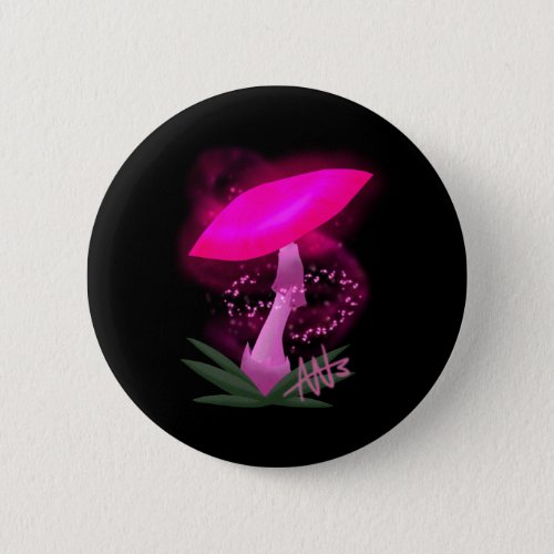 Pretty Pink Glowing Mushroom Button