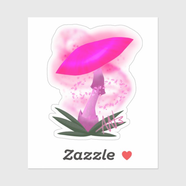 Pretty Pink Glowing Mushroom Custom-Cut Sticker (Sheet)