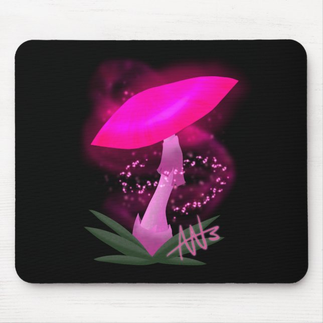 Pretty Pink Glowing Mushroom Mouse Pad (Front)