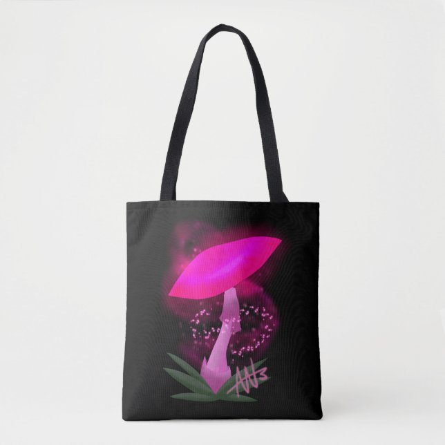 Pretty Pink Glowing Mushroom Tote Bag (Front)