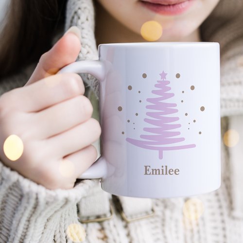 Pretty Pink Gold Christmas Tree Coffee Mug