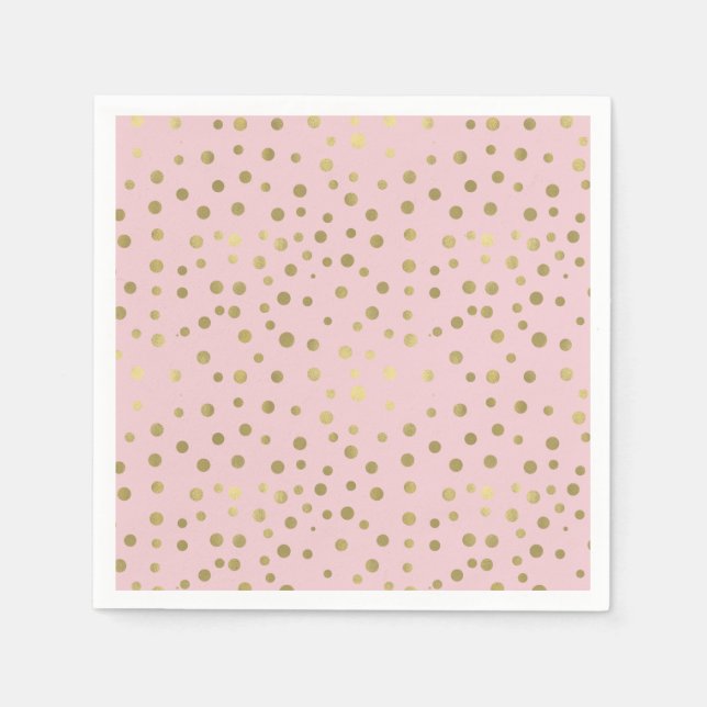 Pretty Pink Gold Confetti Dots Napkins (Front)