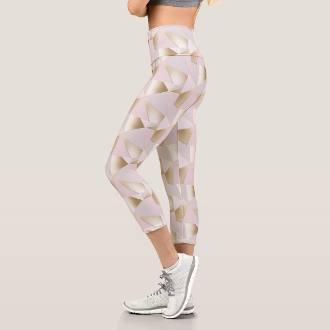 Pretty Pink Gold Geometric Leggings (Left)