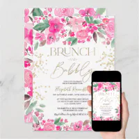 Roxx Designs - Rose Bridal Shower Invitation - Garden pink rose blush  bridal invite - Roxx Designs