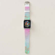 Pretty pink gold marble custom jewel apple Watch