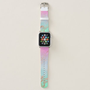Pretty pink gold marble custom jewel apple Watch Band
