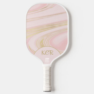 Pretty Pink Gold Marble Swirl Official USA Pickleball Paddle