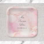Pretty Pink   Gold Quinceañera Mis Quince Años Paper Plates<br><div class="desc">This pretty paper plate design features a soft and sweet pink watercolor background accented with faux gold glitter dots. The typography is elegant and timeless. It has a coordinating stationery and other party accessories. See more items in the collection... </div>