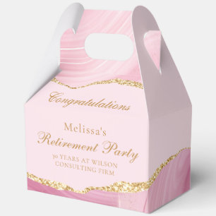 Pretty Pink Gold Retirement Party Customized Favor Boxes