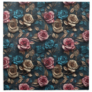 Pretty Pink Gold Roses  Cloth Napkin