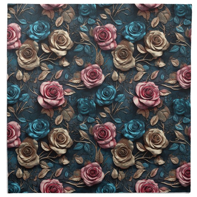 Pretty Pink Gold Roses  Cloth Napkin (Front)