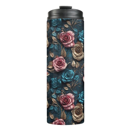 Pretty Pink Gold Roses  Thermal Tumbler